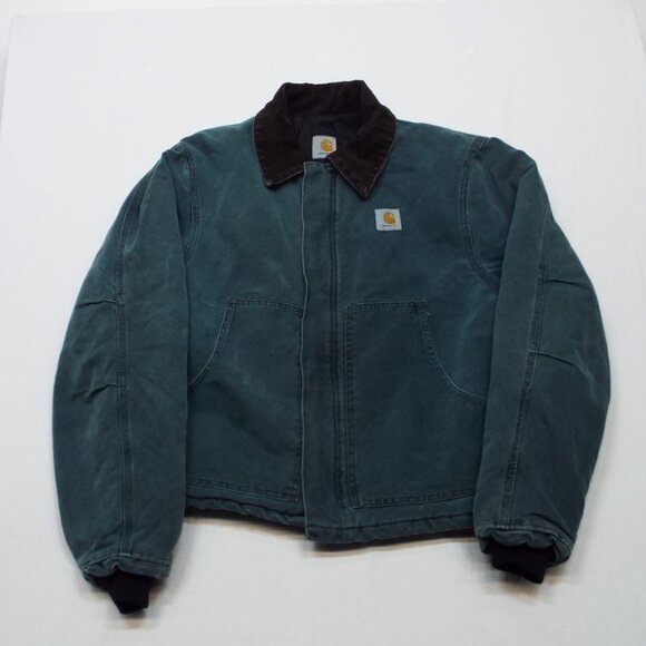Carhartt Other - Vintage Carhartt Green Chore Work Jacket Brown Corduroy Collar Fits Like Medium